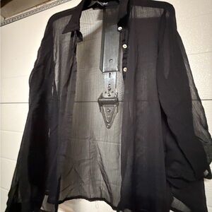 About A Girl Black Sheer Shirt Jacket